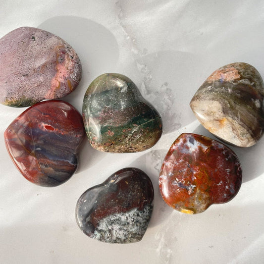 Ocean jasper crystal puffy heart shaped stone