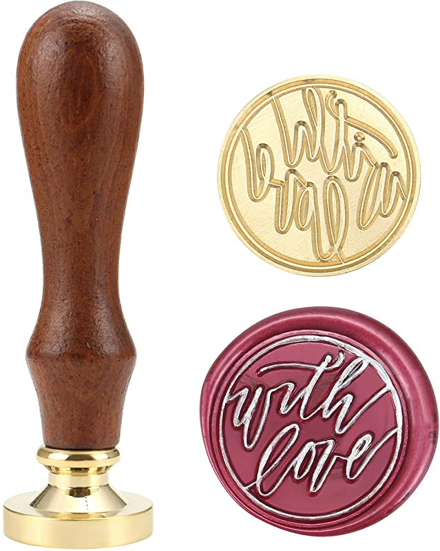 With love wax seal / wooden brass sealing stamp