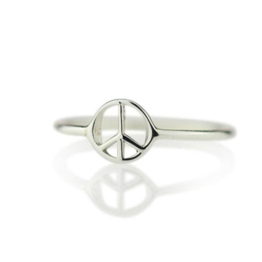 Peace symbol sterling silver ring