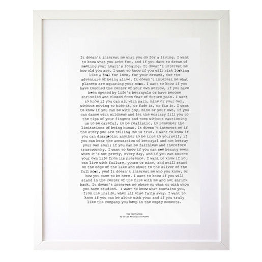 Heart's longing poem inspirational poster print A3