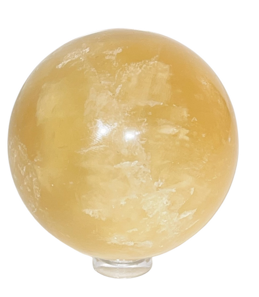 Honey calcite polished sphere crystal ball