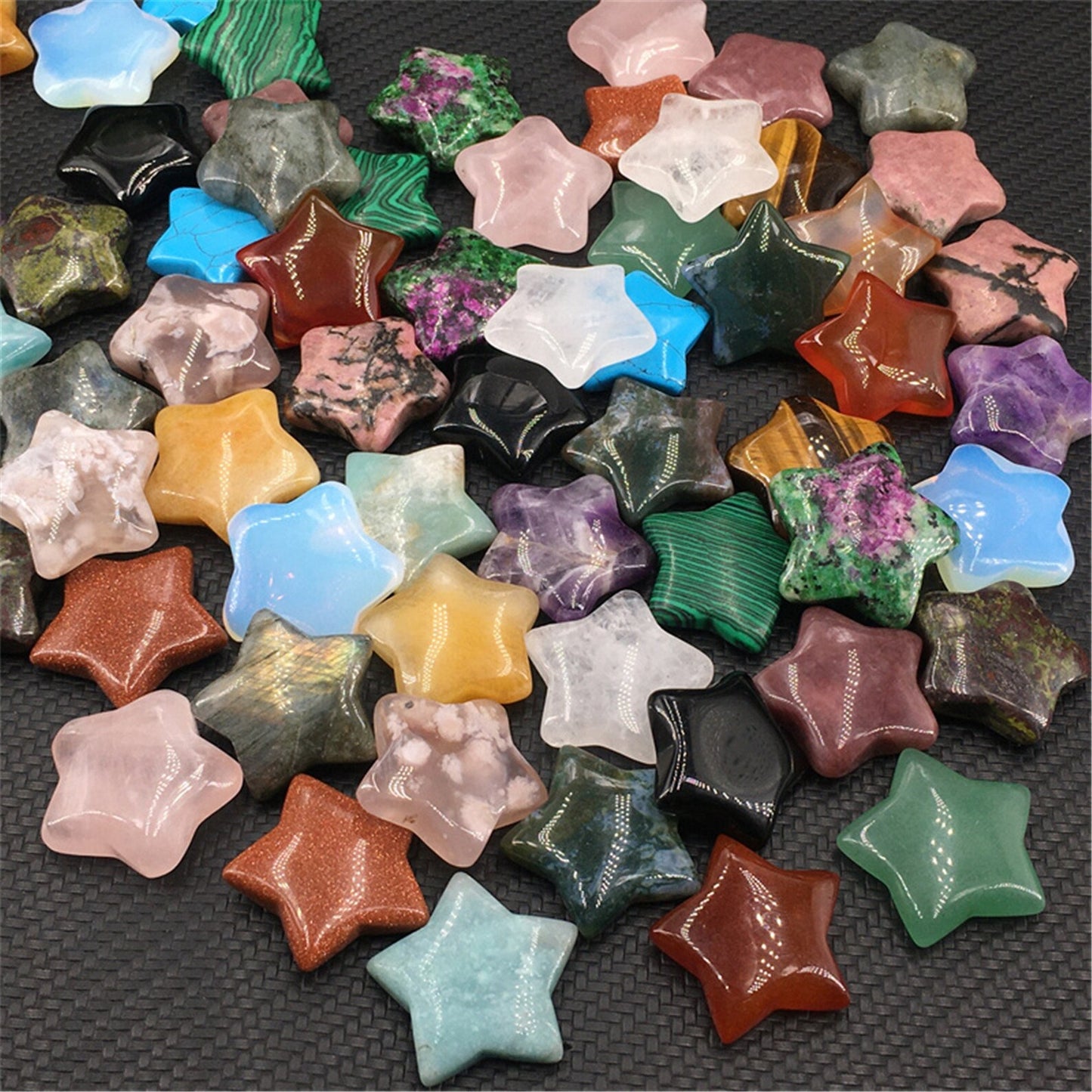 Mini crystal star polished stone carving