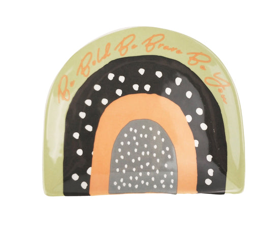 Happy brave rainbow trinket ring dish