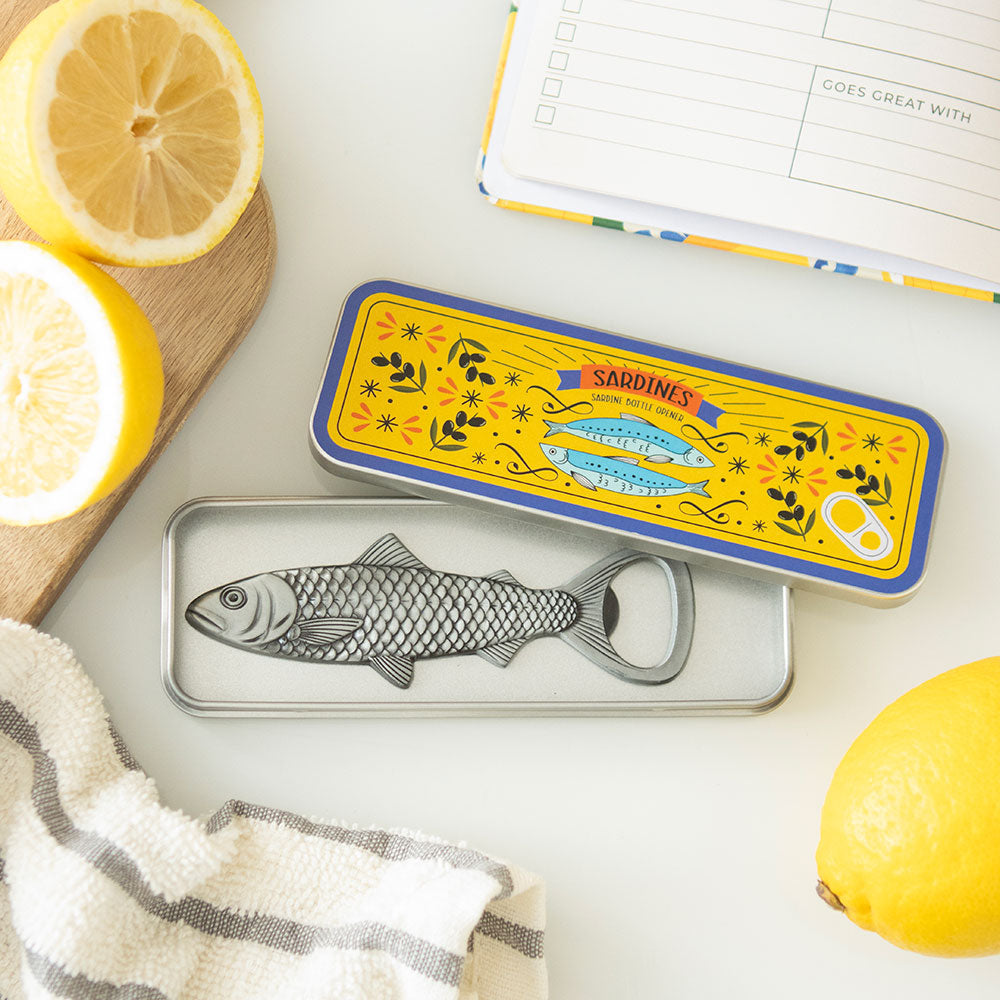 Sardine fish bottle opener in gift tin