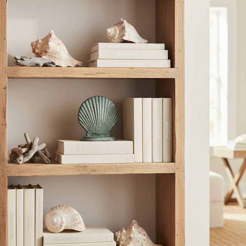 Shell cast iron vintage bookend / door stop