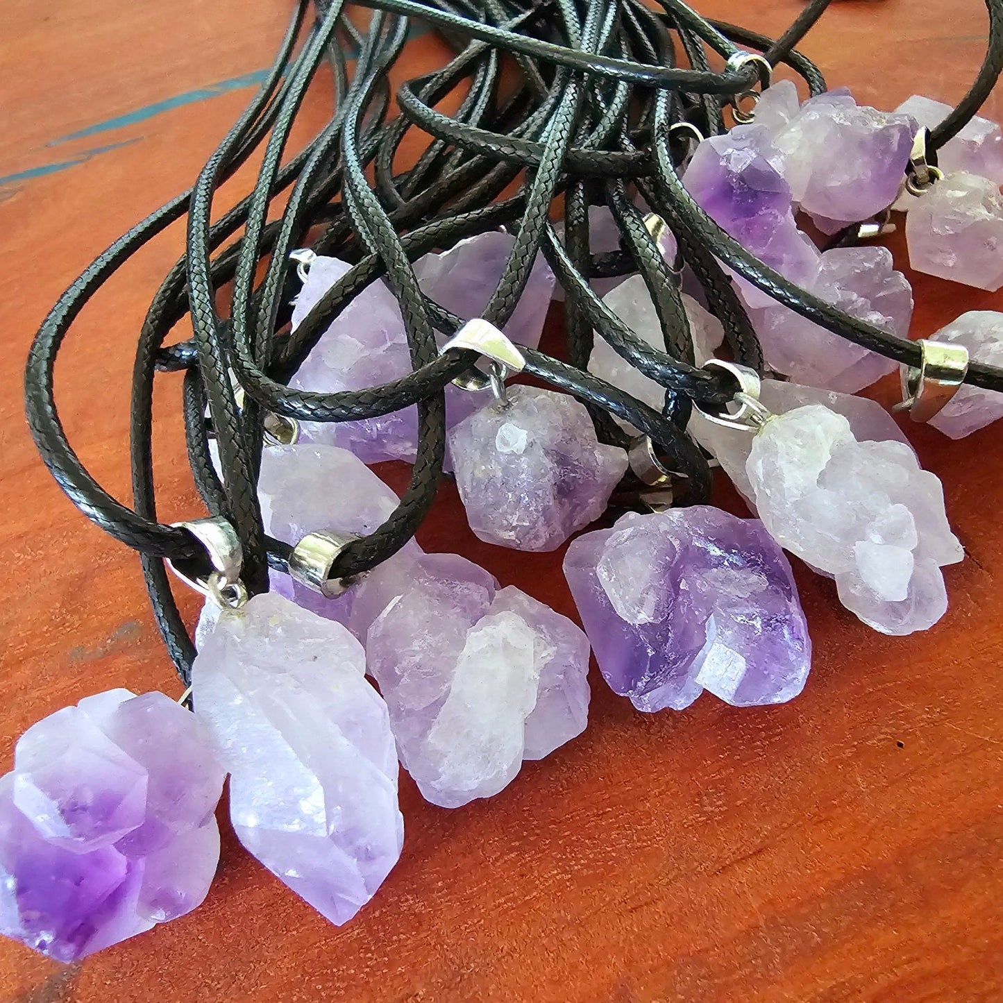 Amethyst crystal pendant necklace