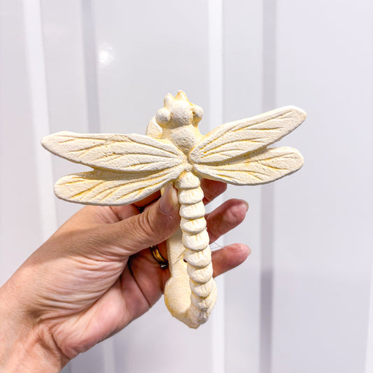 Cast iron Dragonfly door knocker wall hanging - white wash