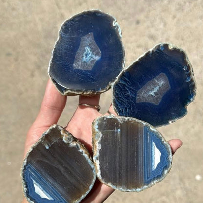 Agate geode crystal statue cut in half