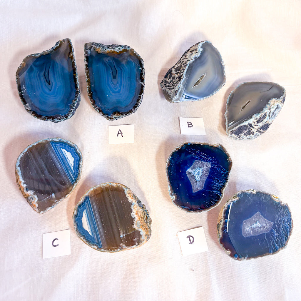 Agate geode crystal statue cut in half