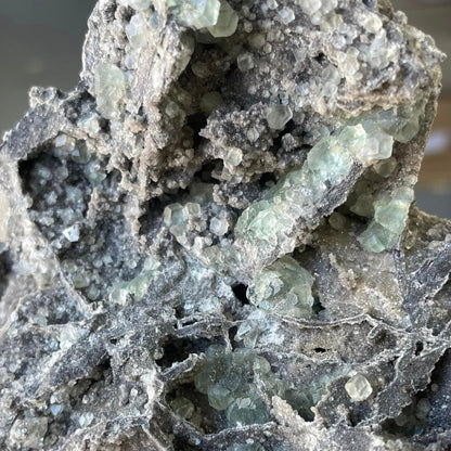 Fluorite cubic green crystal cluster on ore 830g