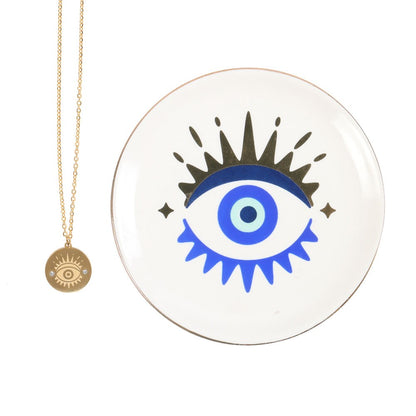 Good luck Evil Eye ~ Protection Talisman Necklace & Trinket Dish
