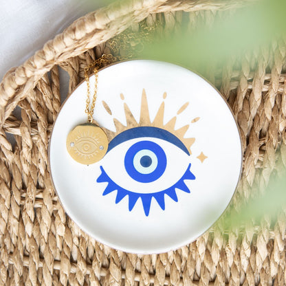 Good luck Evil Eye ~ Protection Talisman Necklace & Trinket Dish