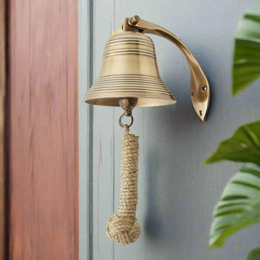 Traditional nautical door bell / brass gold bell / ship bell wall hanging