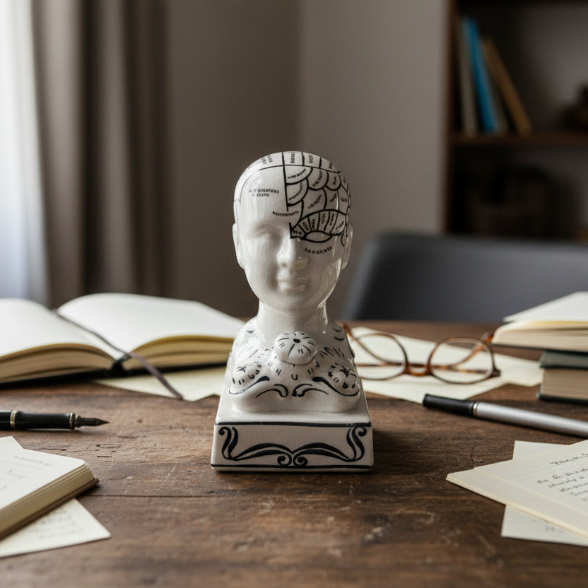 Phrenology head ceramic curious bust small statue