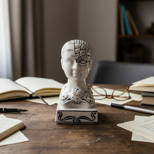 Phrenology head ceramic curious bust small statue