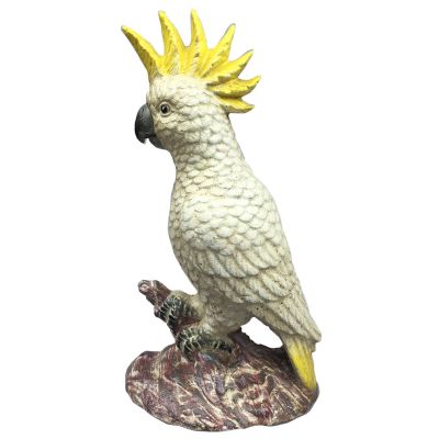 Yellow crested cockatoo iron door stop statue