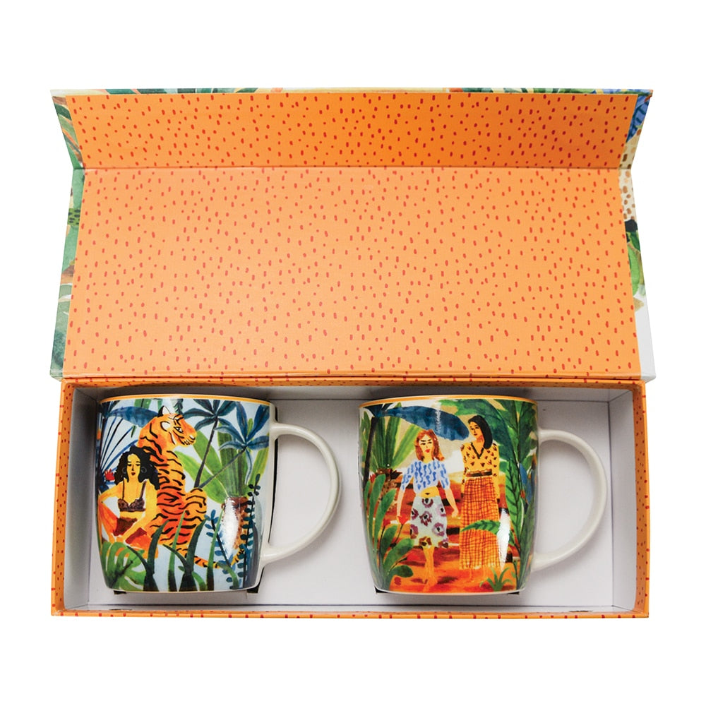 Tropical wild woman mug set of 2