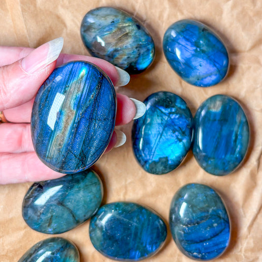 Labradorite crystal polished palm stone
