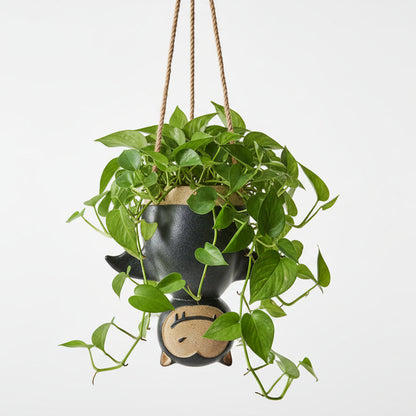 Upside down bat hanging planter pot