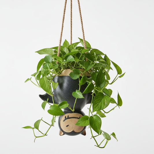 Upside down bat hanging planter pot