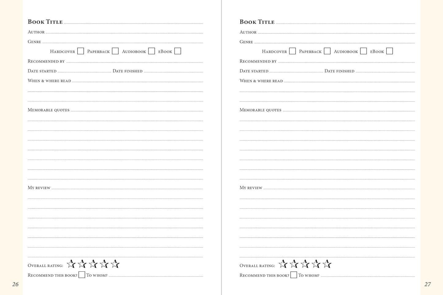 Book lovers record leather journal