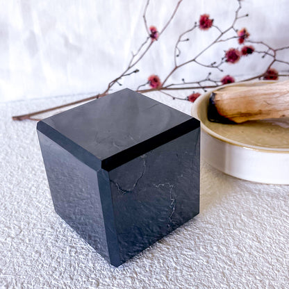 High quality Shungite crystal polished & carved cube