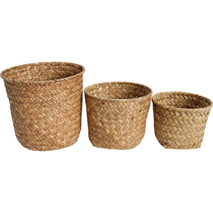 Woven basket planter storage pot set 3