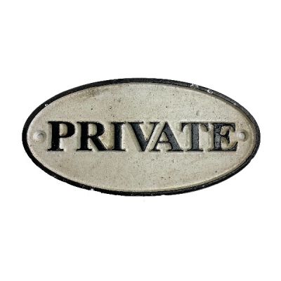 Private cast iron vintage wall hanging sign