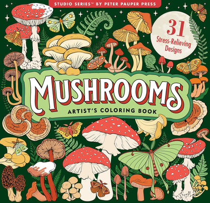 Mushroom adult colouring book