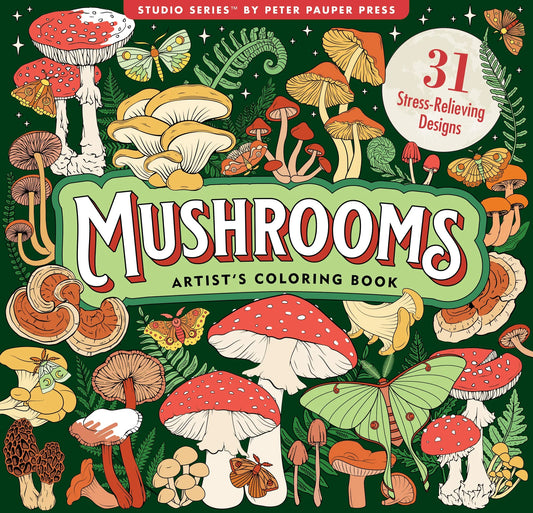 Mushroom adult colouring book