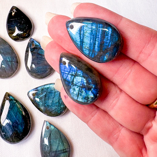 Labradorite crystal teardrop pendant stone
