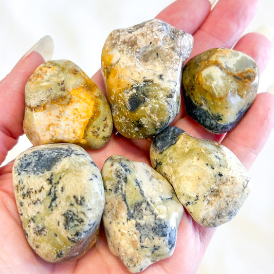 Dendritic opal crystal tumble stone