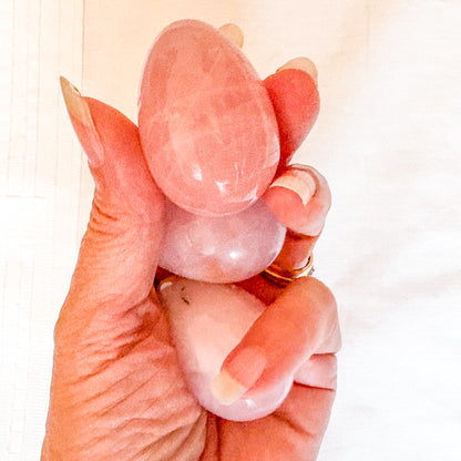 Rose quartz crystal egg