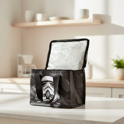 Insulated lunch bag with stormtrooper design on a white background
