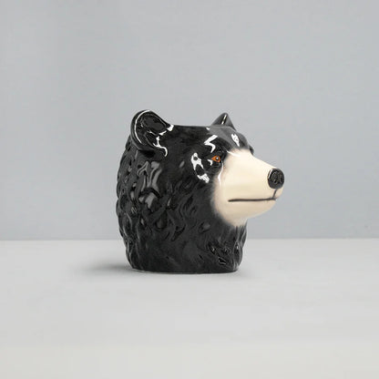 Black bear ceramic pot planter / utensil holder