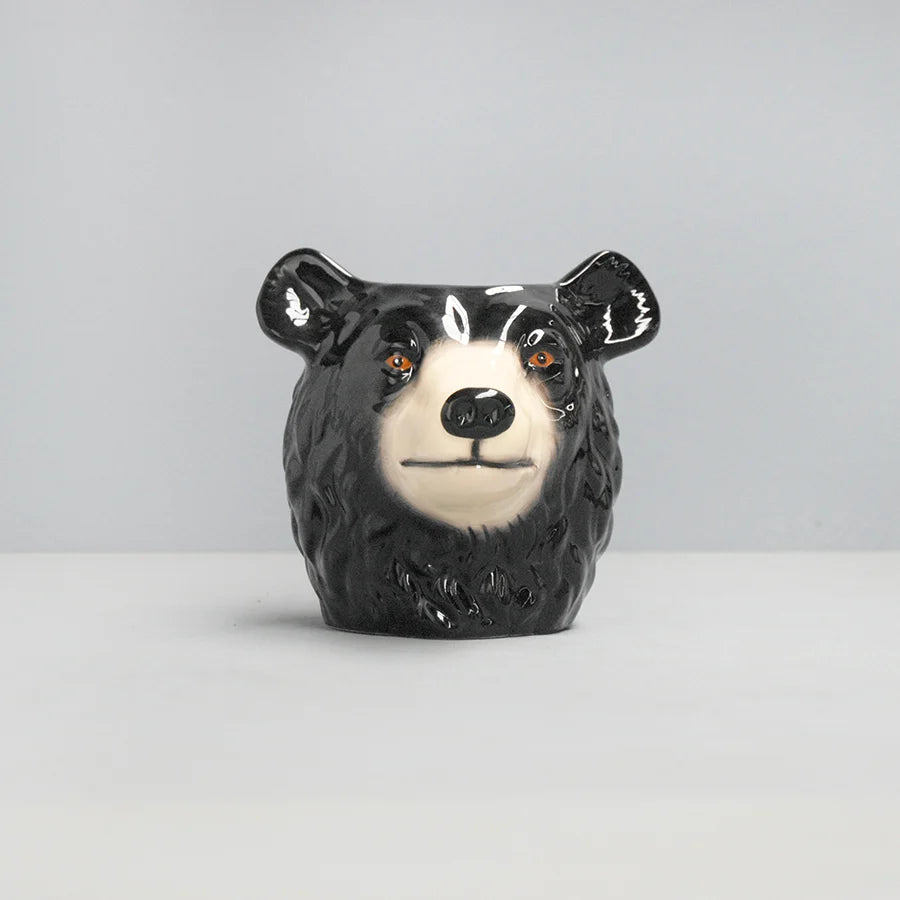 Black bear ceramic pot planter / utensil holder