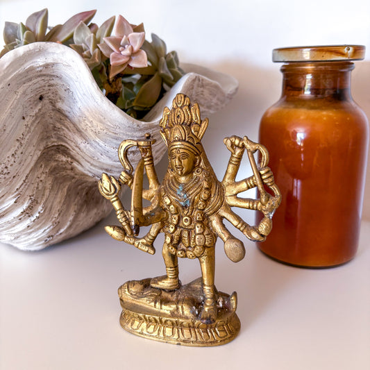 Antique brass Goddess Durga statue S