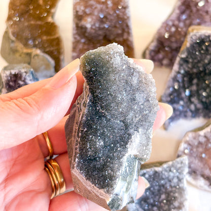 Rainbow Amethyst crystal cluster cut base