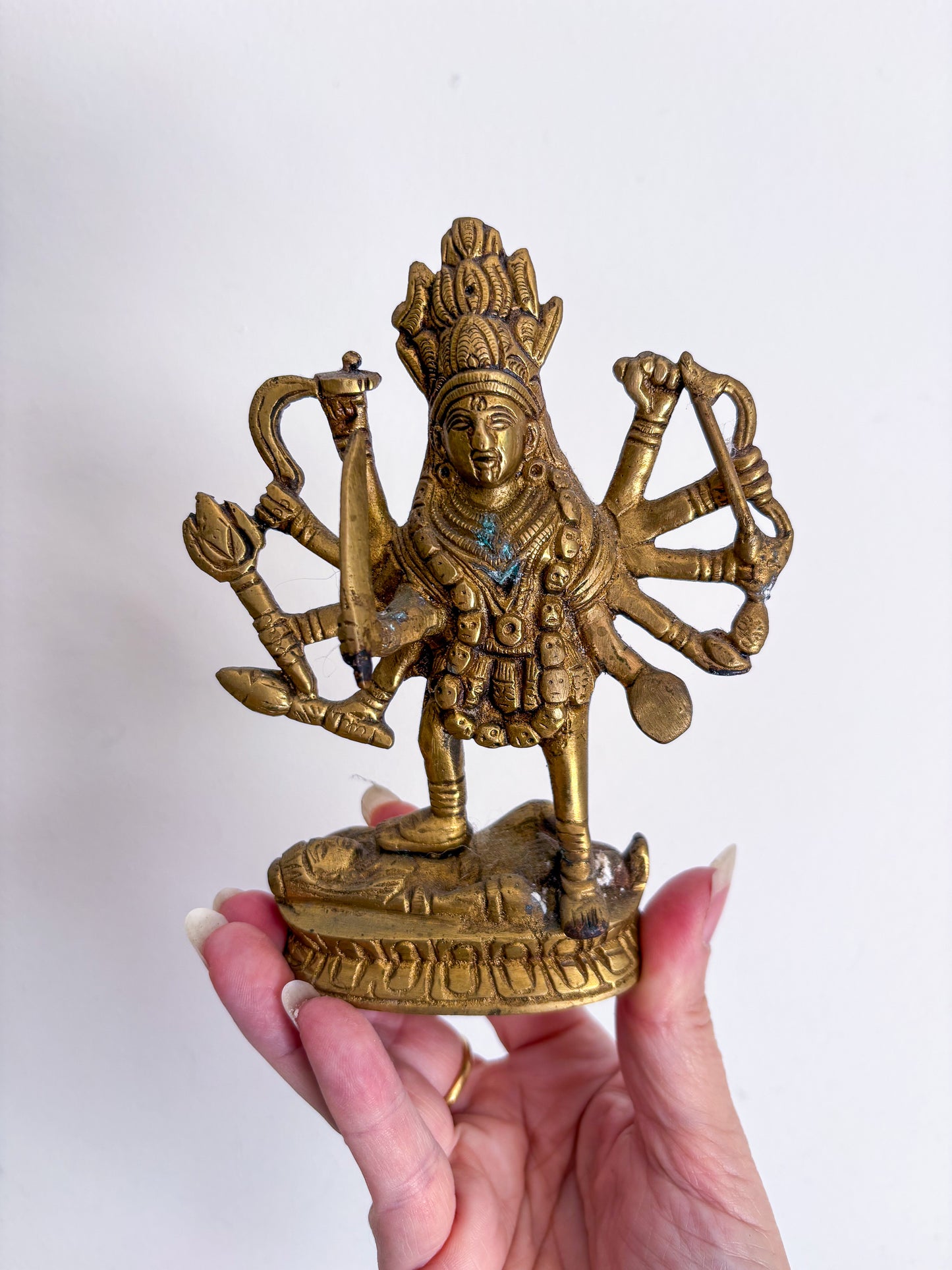 Antique brass Goddess Durga statue S