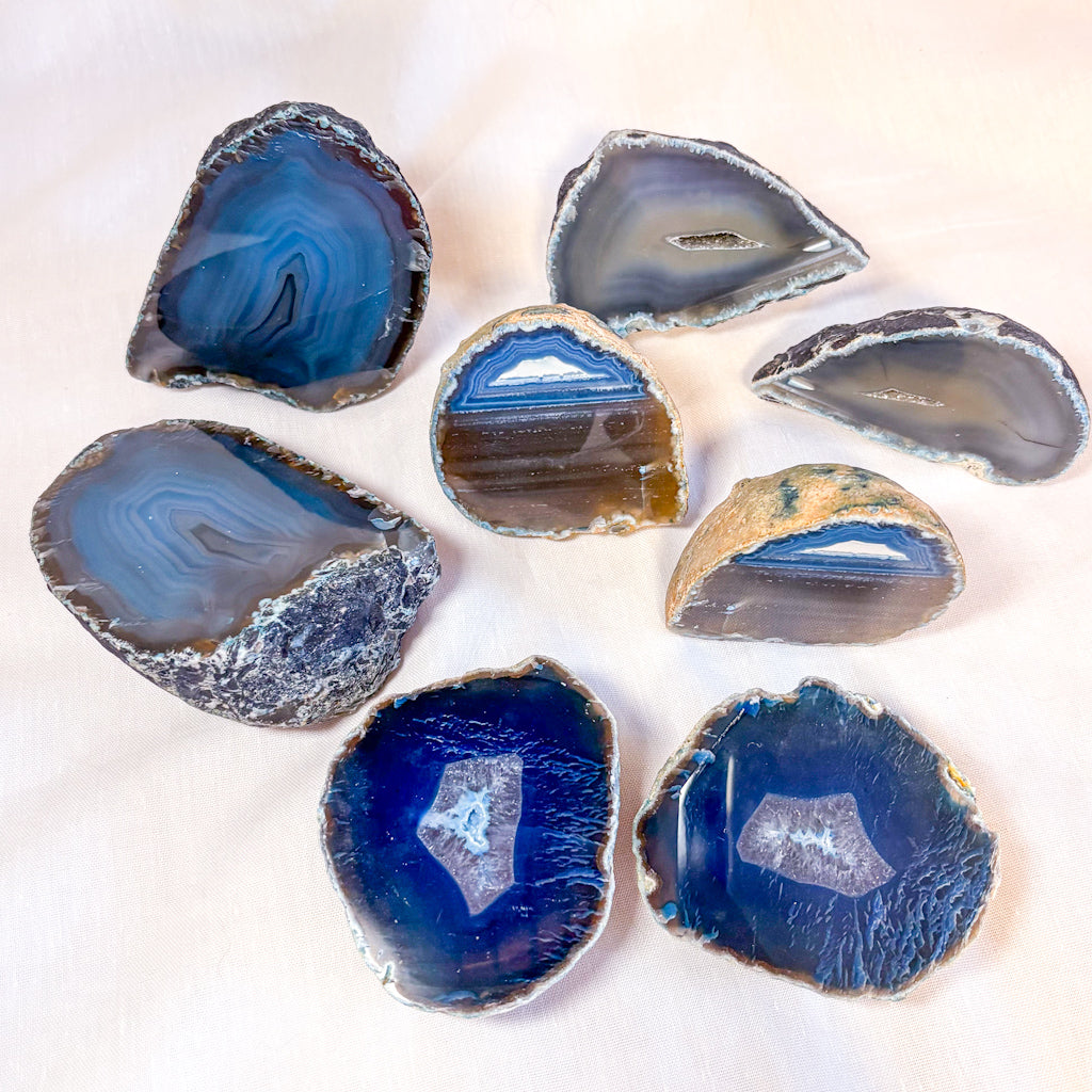 Agate geode crystal statue cut in half