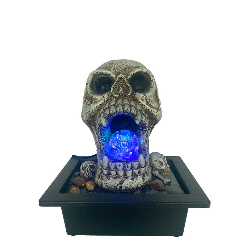 Skull crystal ball desktop water fountain