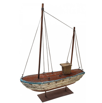 Antique tall coastal decor sail boat statue