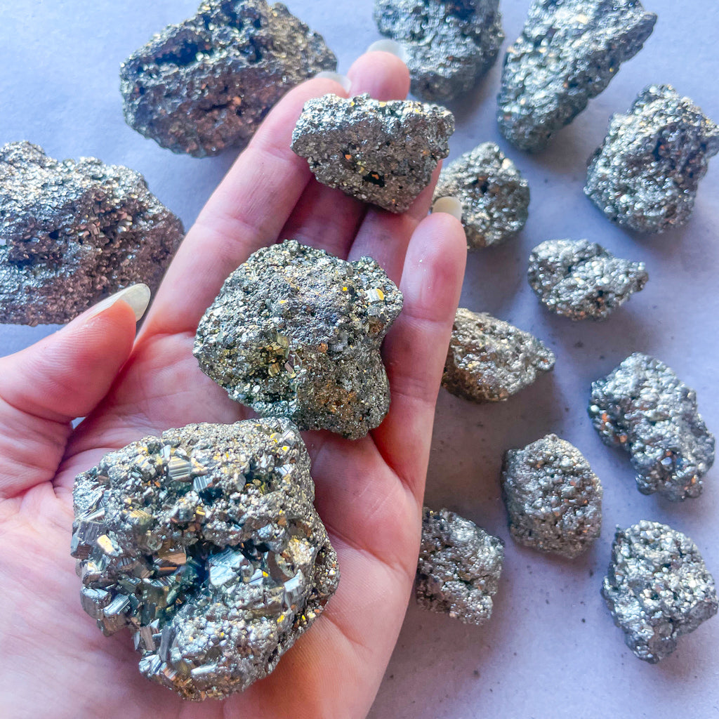 Pyrite crystal cluster chunk S-M