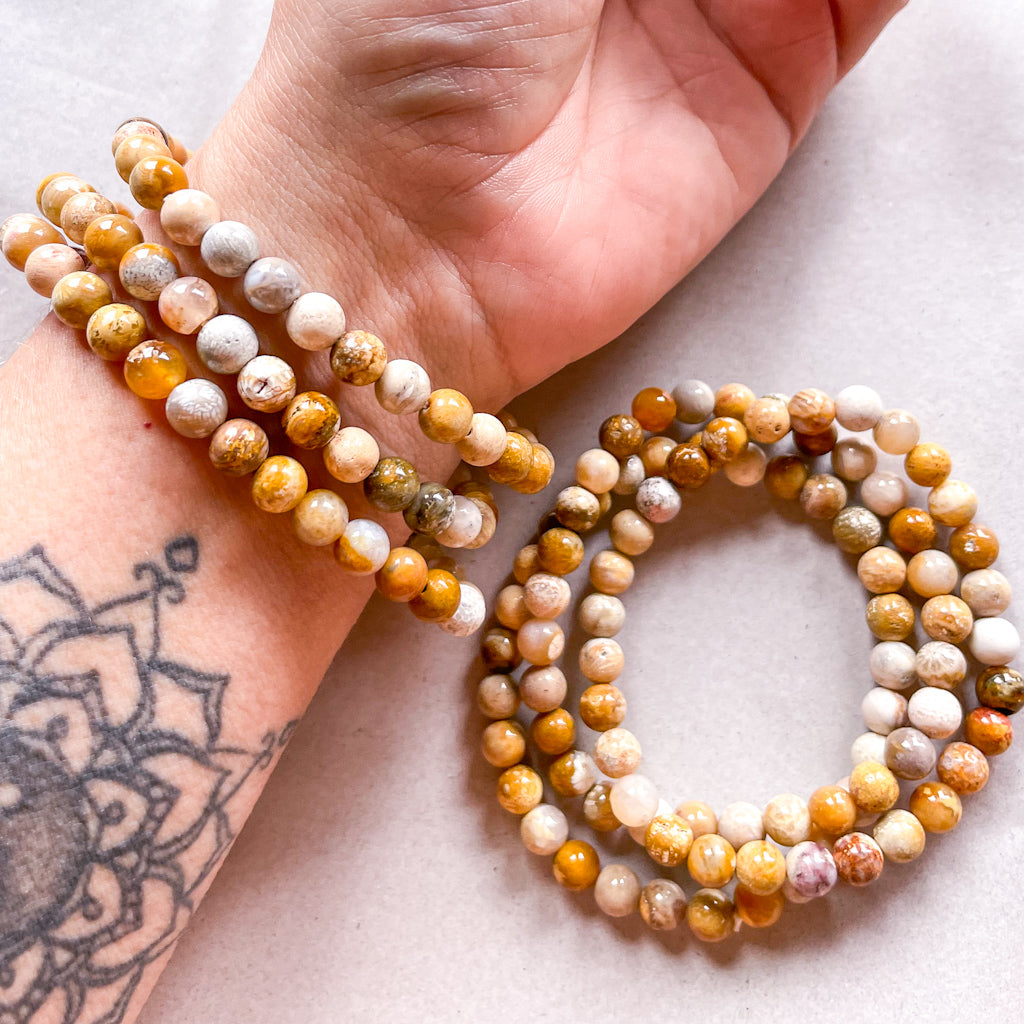 Coral Jasper crystal bead / crystal bracelet