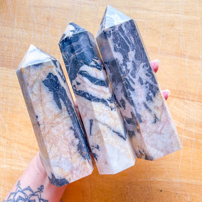 Zebra jasper crystal point tower XL