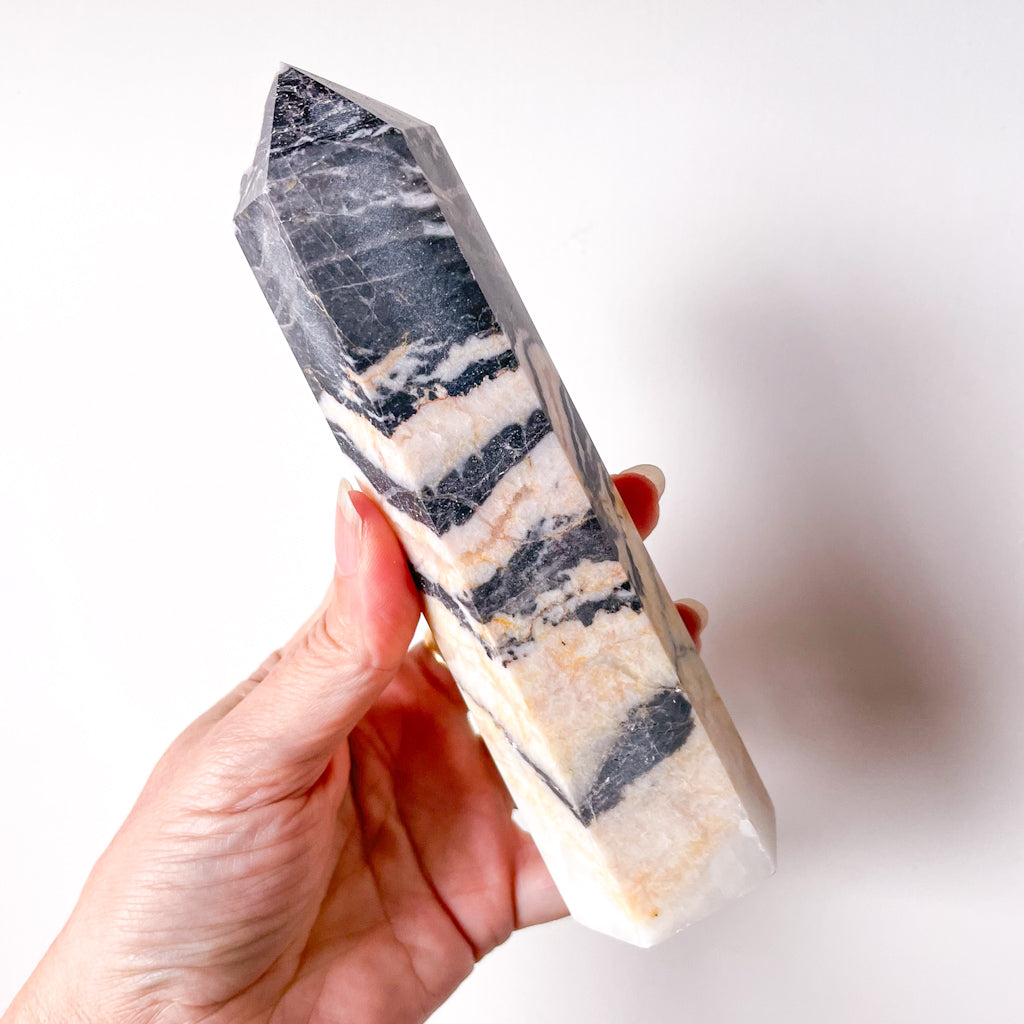 Zebra jasper crystal point tower XL