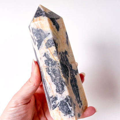 Zebra jasper crystal point tower XL