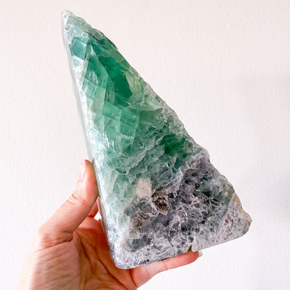 Fluorite crystal polished bookend XL