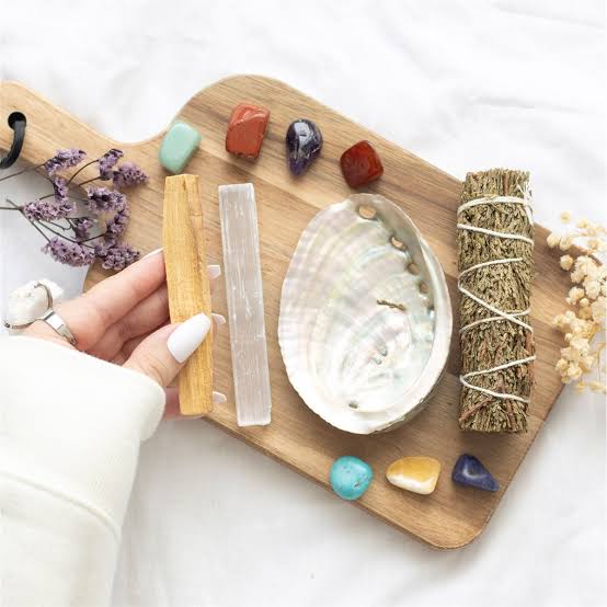 Wellness smudge, abalone & crystal kit