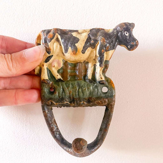 Country cow cast iron vintage wall hook